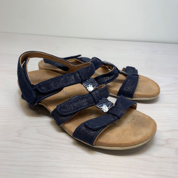 Vionic Sandals Amber Navy Blue Fully Adjustable Straps 12 Strappy Comfort Arch - Picture 1 of 9